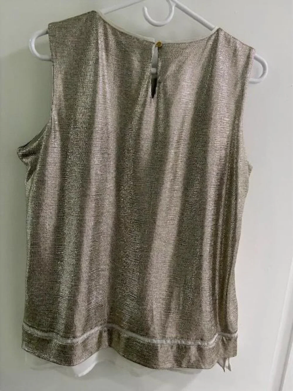Calvin Klein Sleeveless Metallic Silver Gold Top Size L